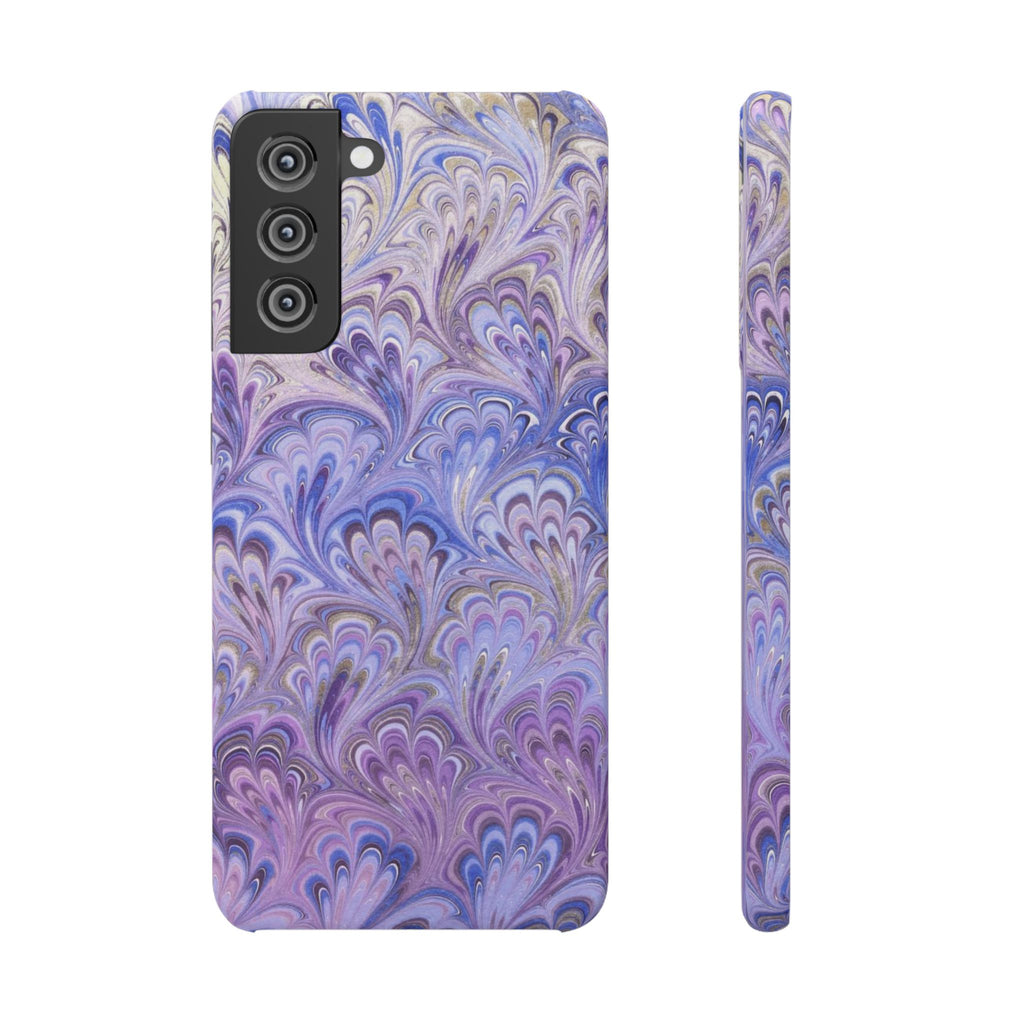 Marbled Feather Lavender + Purple Swirl - Single Layer Slim Phone Case