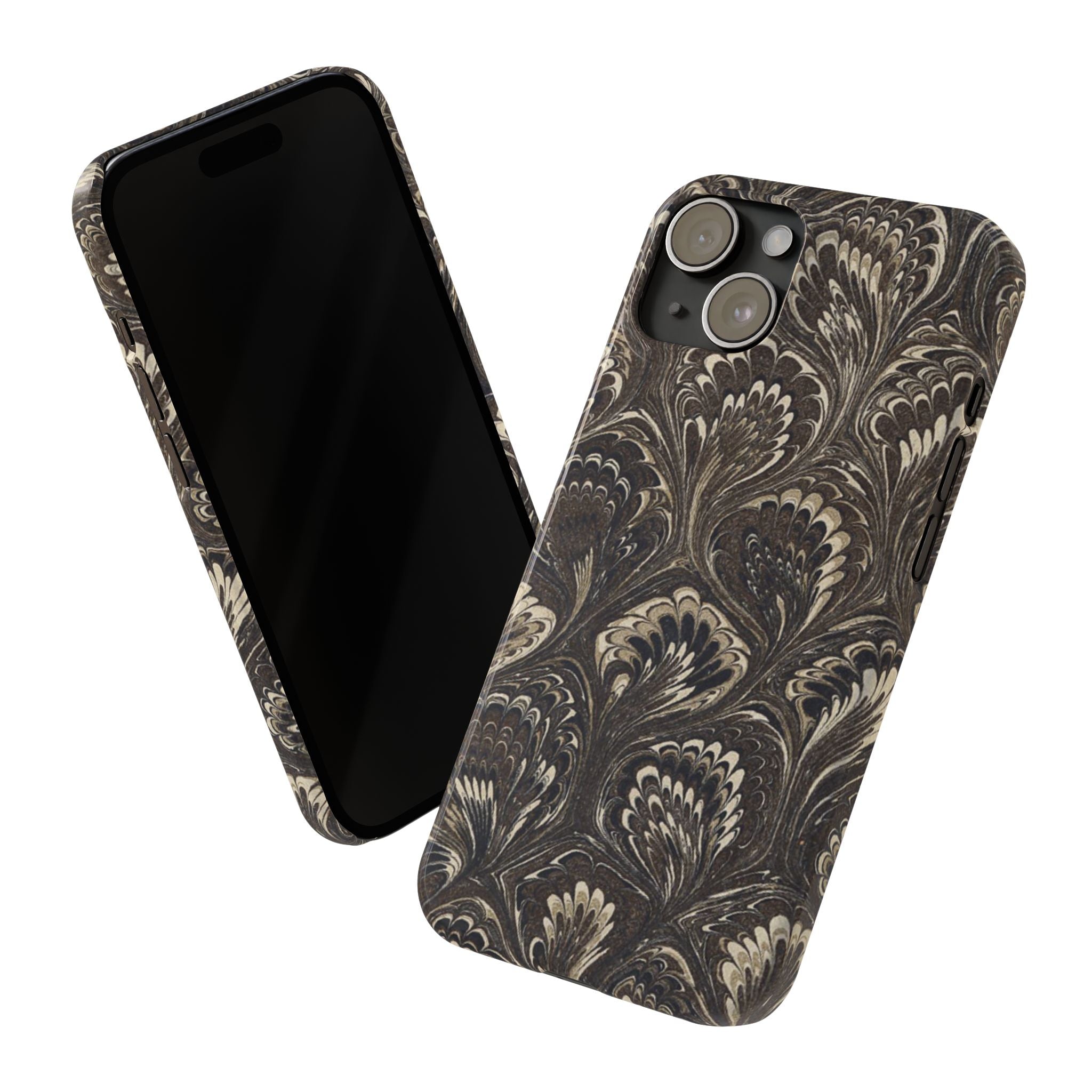 Black Italian Marble Design Slim iPhone 17 + all models Phone Cases