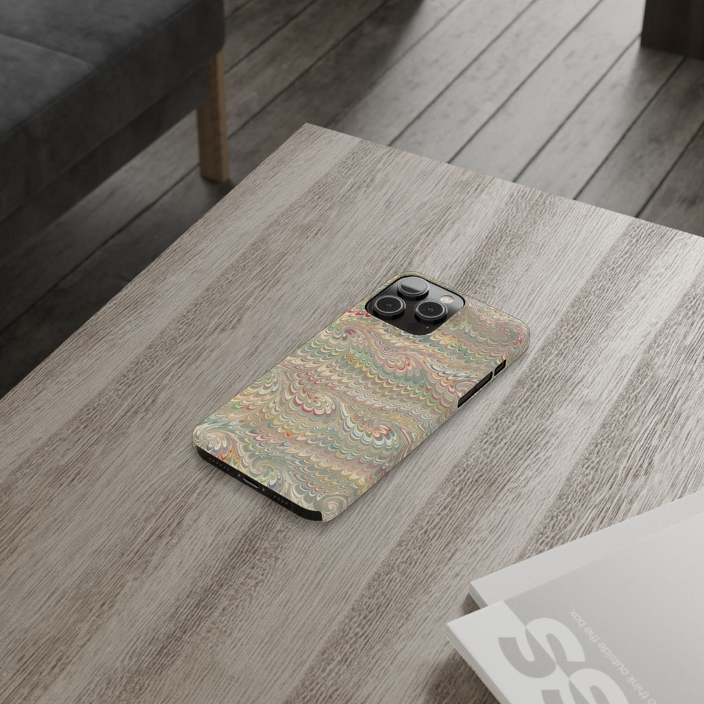 Beige Swirl Marbled Feather Phone Case