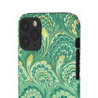 Marbled Feather Green Swirl - Single Layer Slim Phone Case
