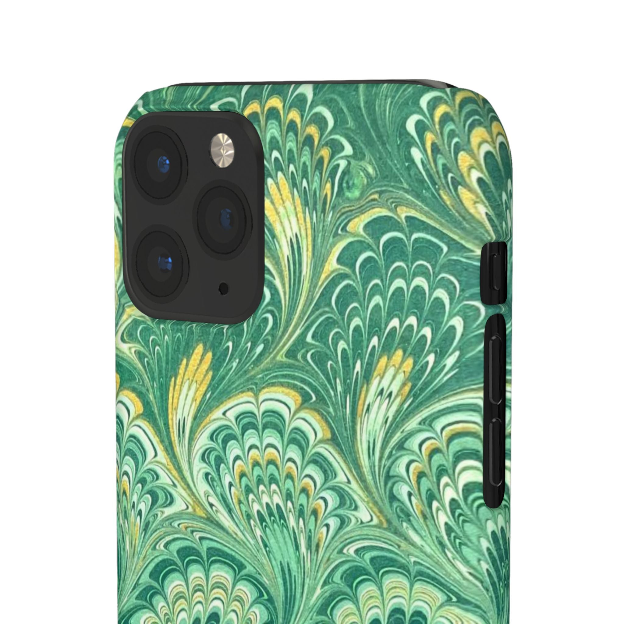 Marbled Feather Green Swirl - Single Layer Slim Phone Case