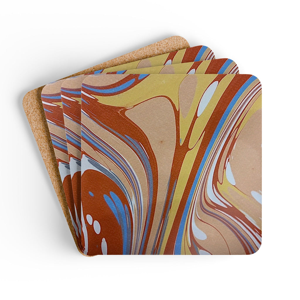 Italian Marbled Cork Coaster Set, Modern Minimalist Drink Coasters (4-Pack)