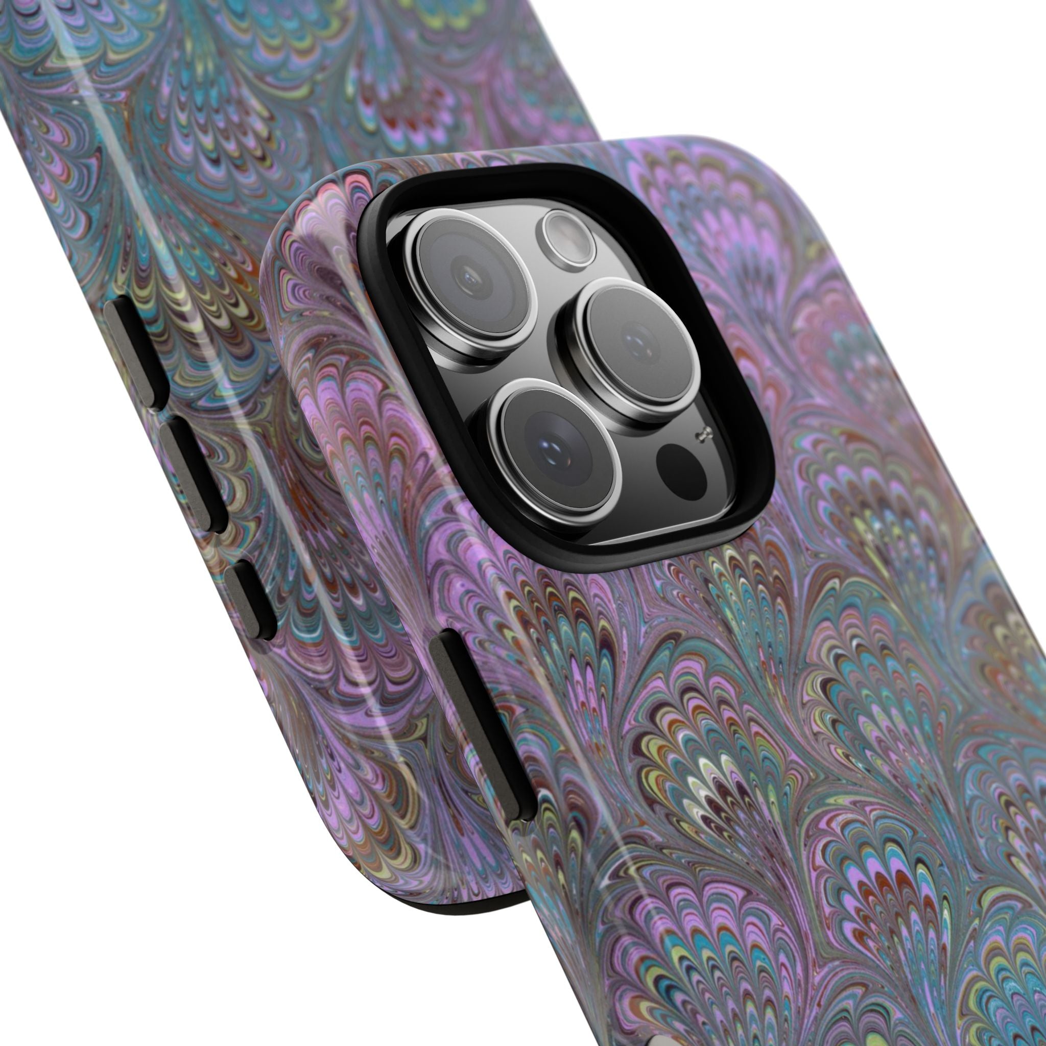 Lavender Marbled Peacock Durable Phone Case - Dual Layer - Matte or Glossy