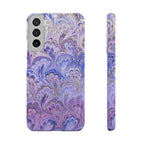 Marbled Feather Lavender + Purple Swirl - Single Layer Slim Phone Case