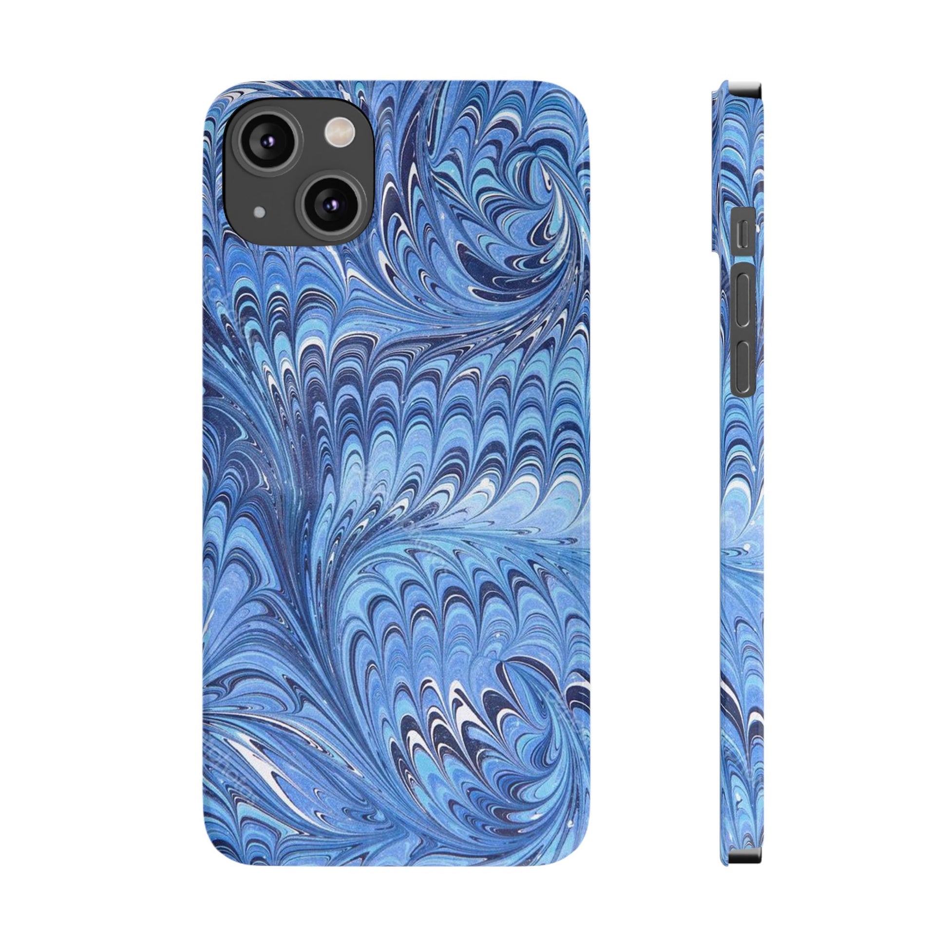 Blue Italian Marbled Design, Green and Blue Pallet, Slim Phone Case