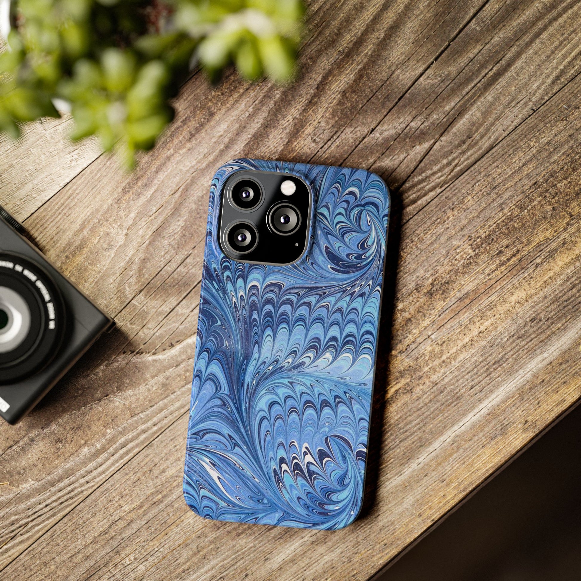 Blue Italian Marbled Design, Green and Blue Pallet, Slim Phone Case
