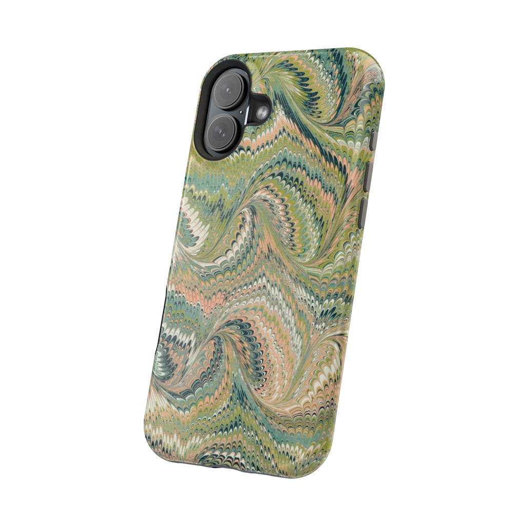 Green Pastel Italian Marble Design Magnetic MAG SAFE High Impact iPhone Cases