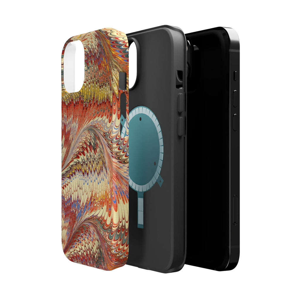 Rust + Gold Italian Marbled Design Magnetic MAG SAFE - Dual Layer Case - Glossy or Matte