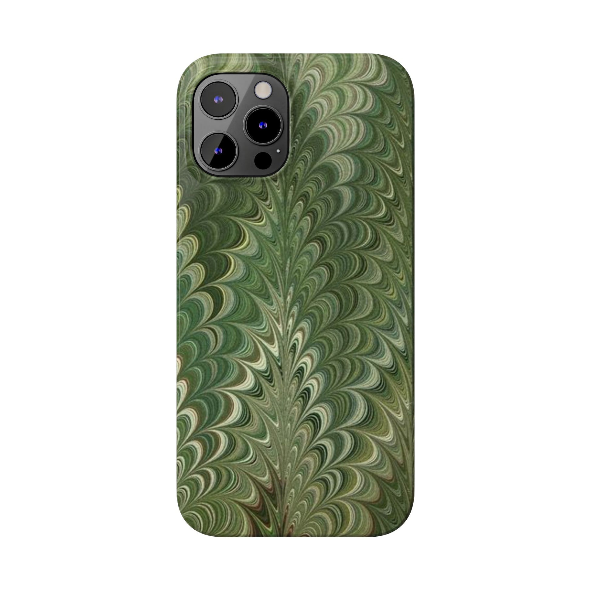Deep Green Hues of Italian Hand-Painted, Vintage Marbled Paper from Italy Designed Phone Case, iPhone16 Case and all iPhone Cases