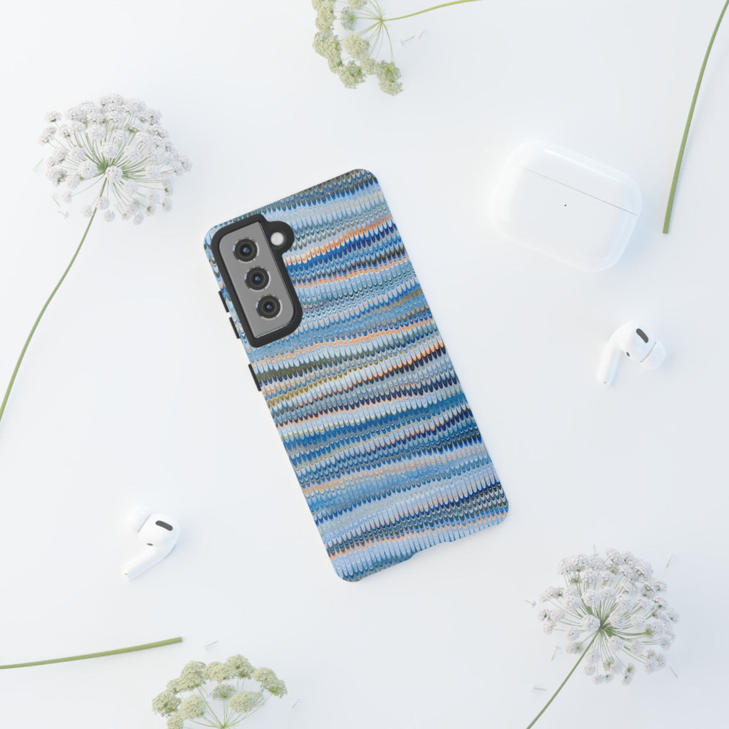 Blue Marbled Phone Cases iPhone 16 + Samsung + Apple + Google - all models, Vintage Marbled Design - Tough Cases