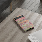 Pastel Pink + Green Feather Marbled Phone Case - Dual Layer Phone Cover