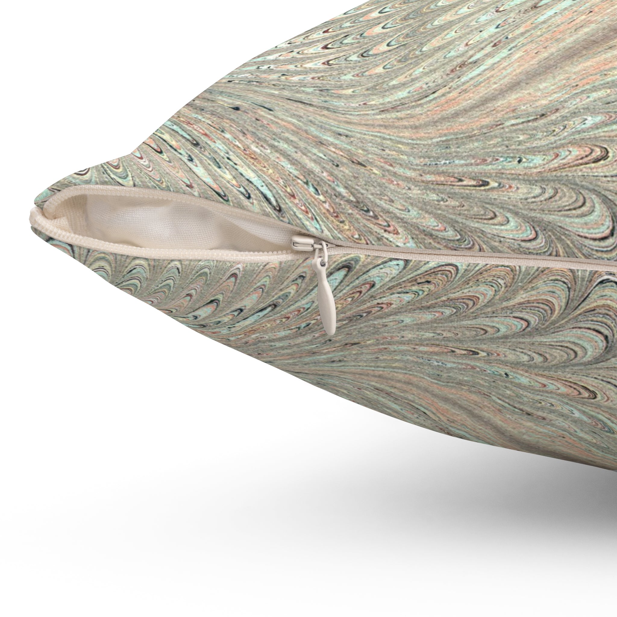 ITALIAN MARBLE Mint Green and Beige Square Pillow includes Pillow, Hidden Zipper