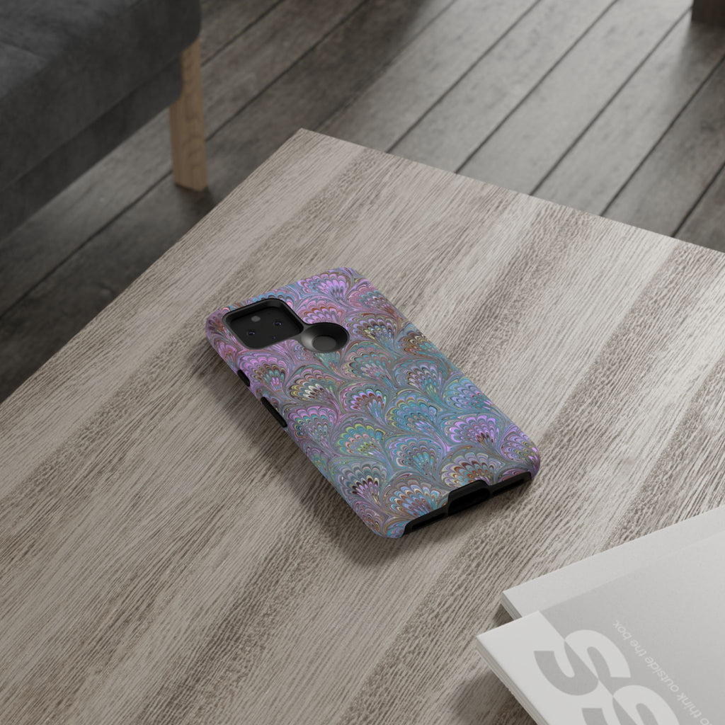 Lavender Marbled Peacock Durable Phone Case - Matte or Glossy