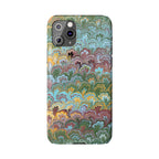 Phone Case with Design from Italy - Marbled "Peacock" Design, Green, Blue, Multi-Color Slim Phone Cases