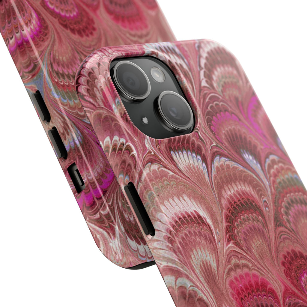 Pink Peacock Marble Italian Tough Phone Case — Durable Marbled Phone Case