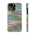 Phone Case with Design from Italy - Marbled "Peacock" Design, Green, Blue, Multi-Color Slim Phone Cases