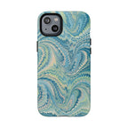 Aqua + Green Marble Phone Case - Impact-Resistant Durable - Dual Cover Design