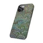 Deep Green Peacock Italian Marbled Design, Italy Feather Phone Case