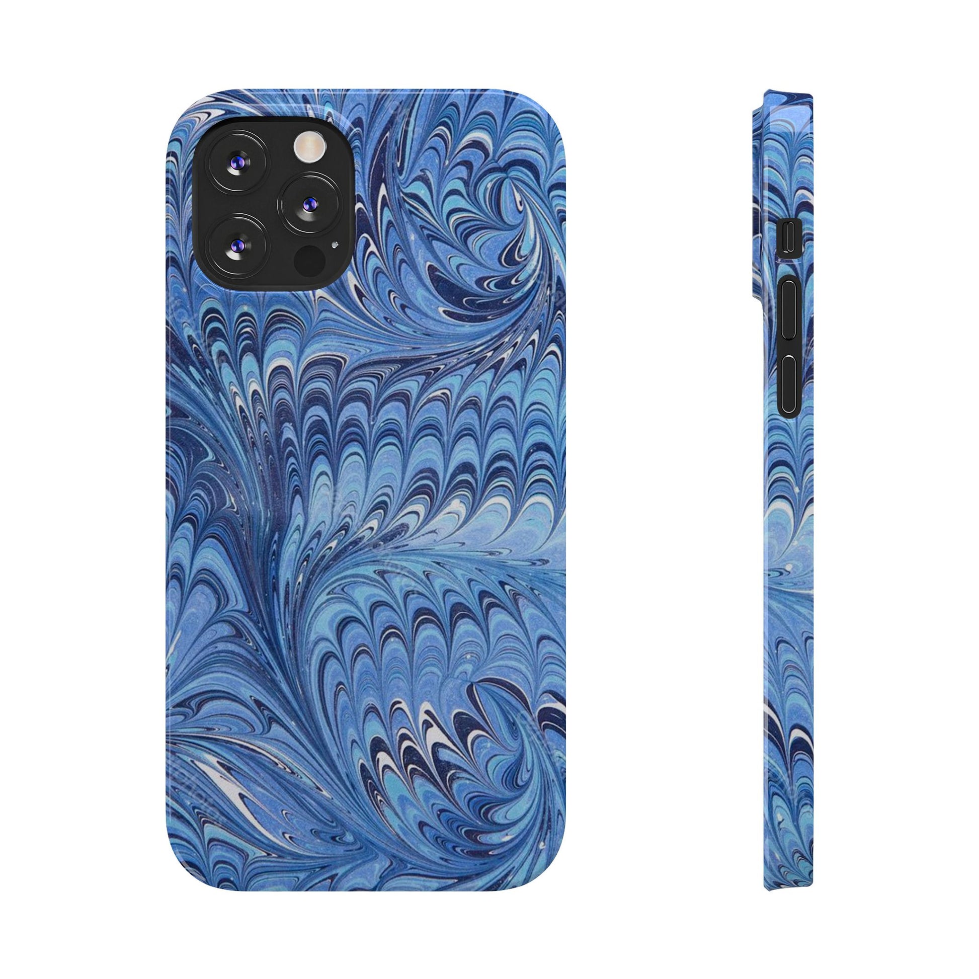 Blue Italian Marbled Design, Green and Blue Pallet, Slim Phone Case