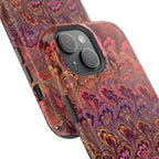 Mag Safe Marble iPhone Case - Red, Burgundy, Lavender & Gold Impact-Resistant