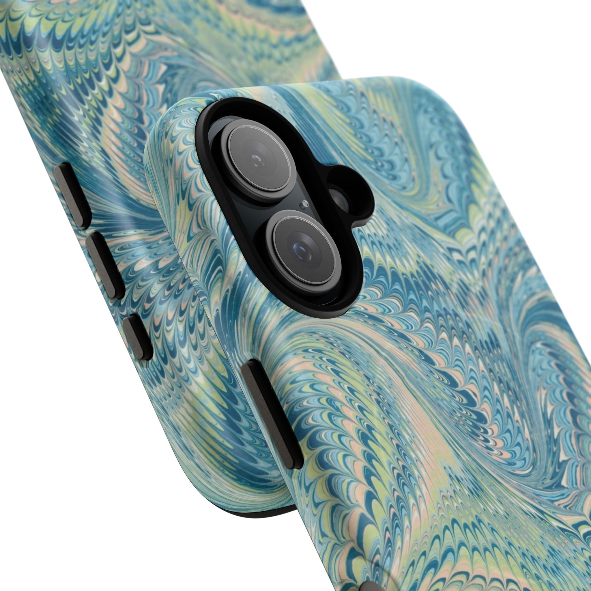 Aqua + Green Marble Phone Case - Impact-Resistant Durable - Dual Cover Design