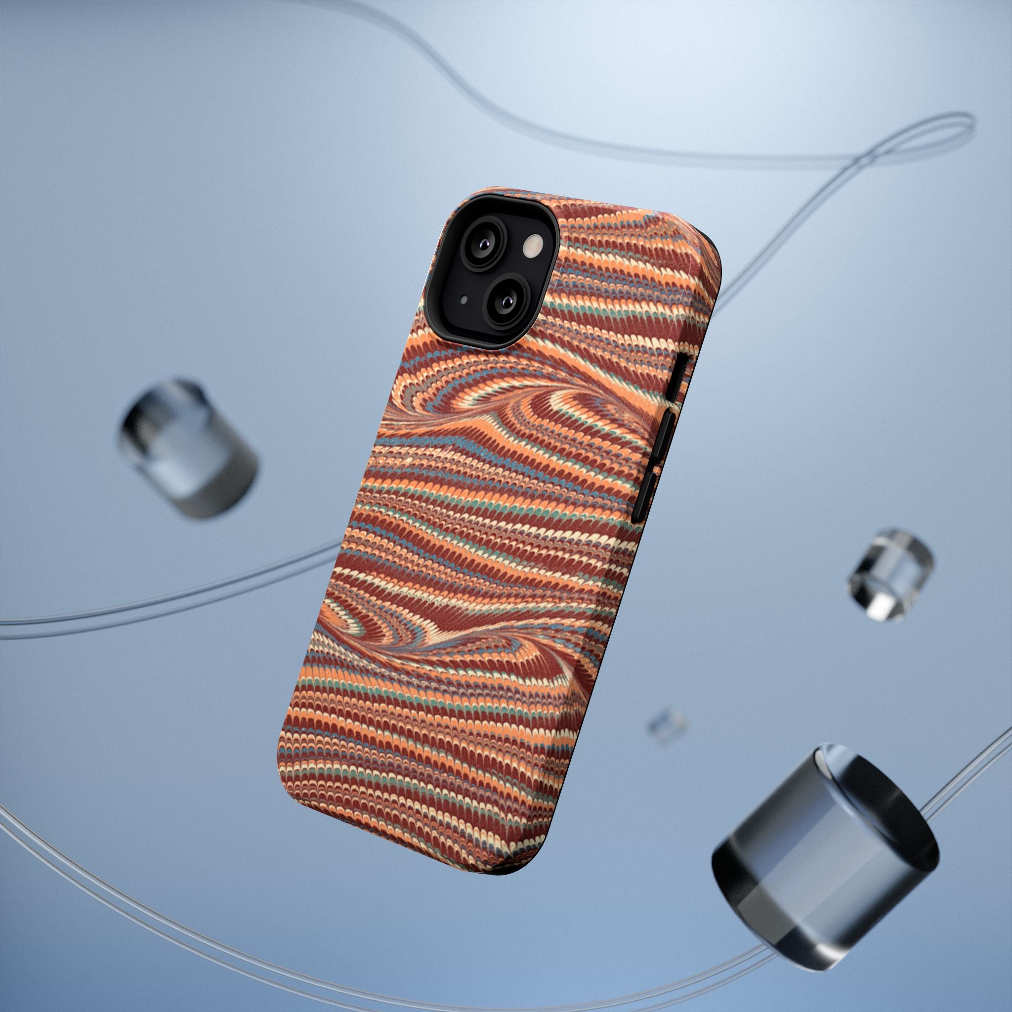 Neutrals Burgundy, Beige, Rust Hues Italian Vintage Marble Design Phone Case for Apple + Samsung