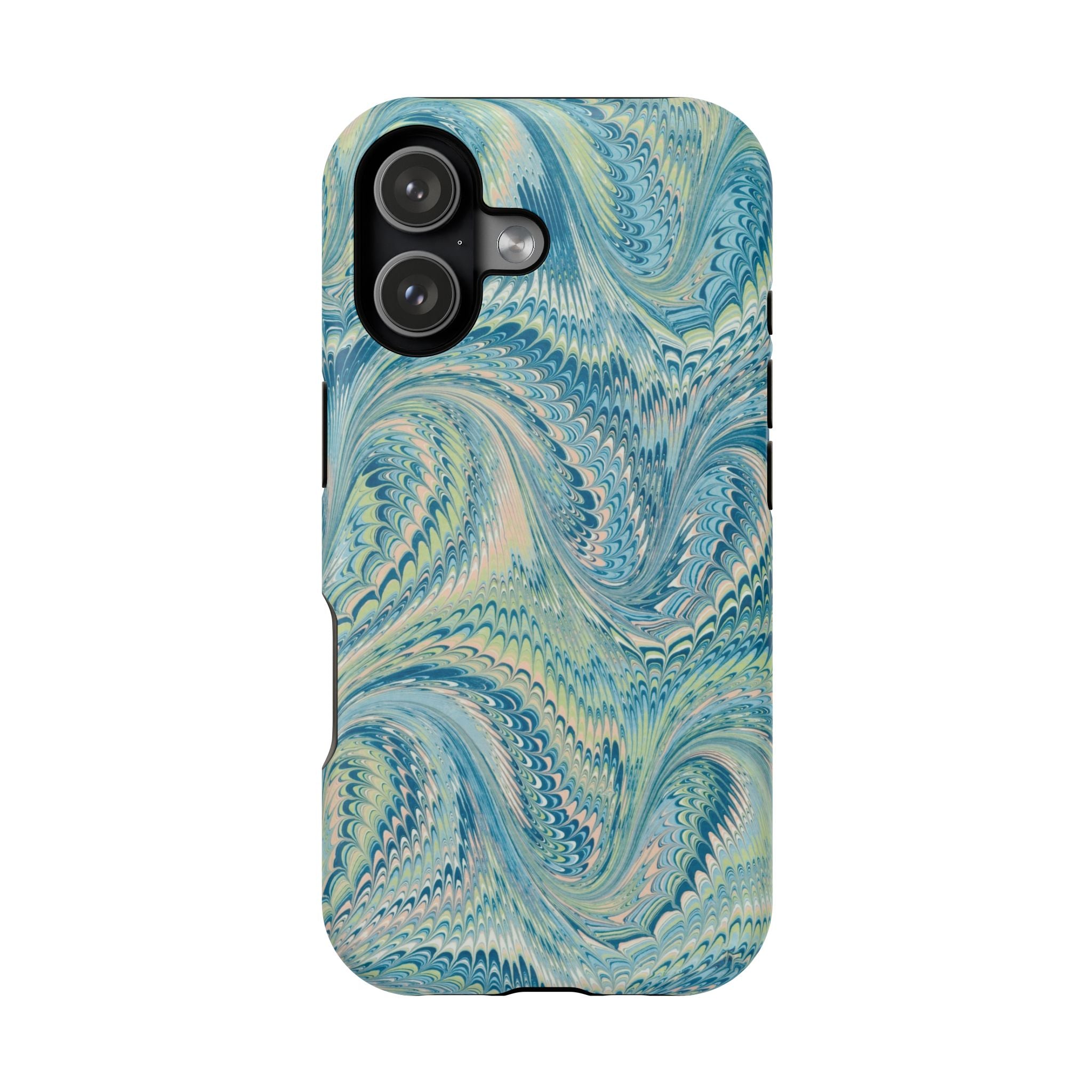 Aqua + Green Marble Phone Case - Impact-Resistant MAG SAFE - Dual Cover Design