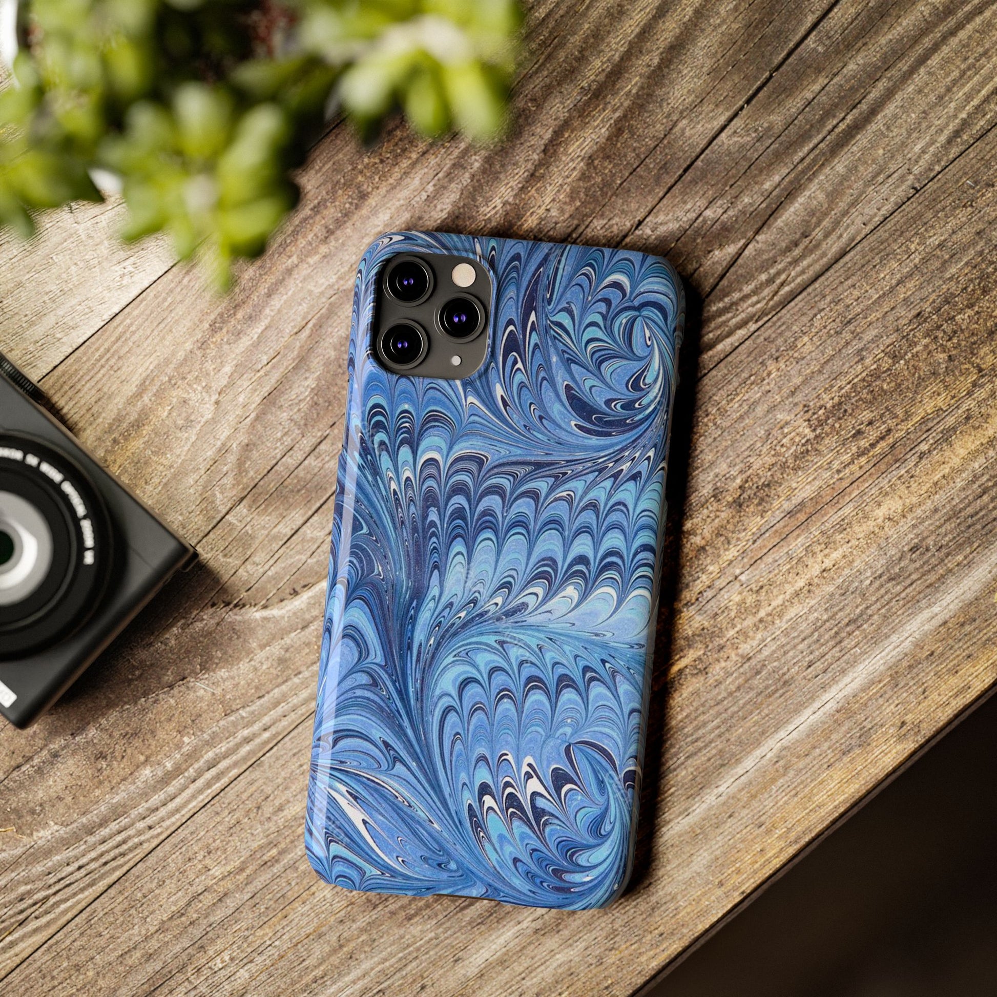 Blue Italian Marbled Design, Green and Blue Pallet, Slim Phone Case