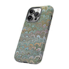Blue and Green Feather Marbled Phone Case — Dual Layer - Tough Protective Phone Cover