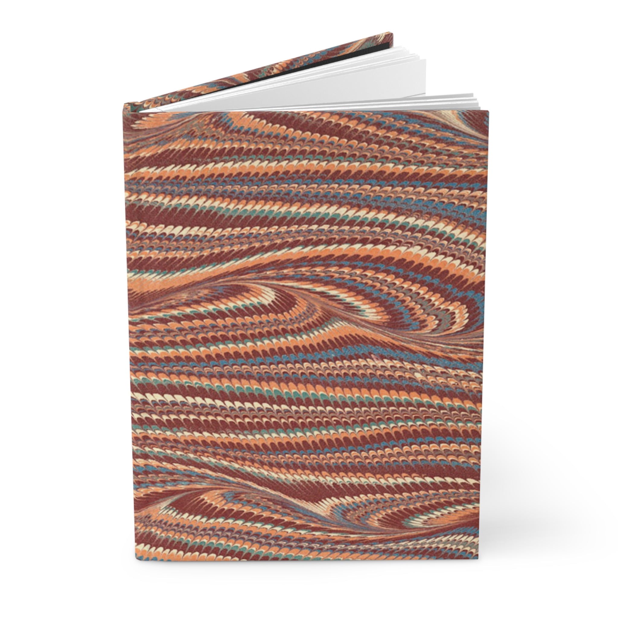 Vintage Italian Marble Hardcover Journal — Burgundy, Brown & Green Matte Notebook
