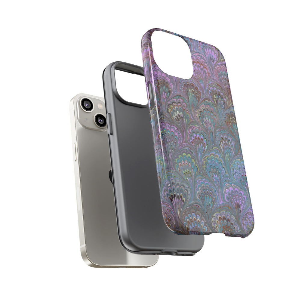 Lavender Marbled Peacock Durable Phone Case - Matte or Glossy
