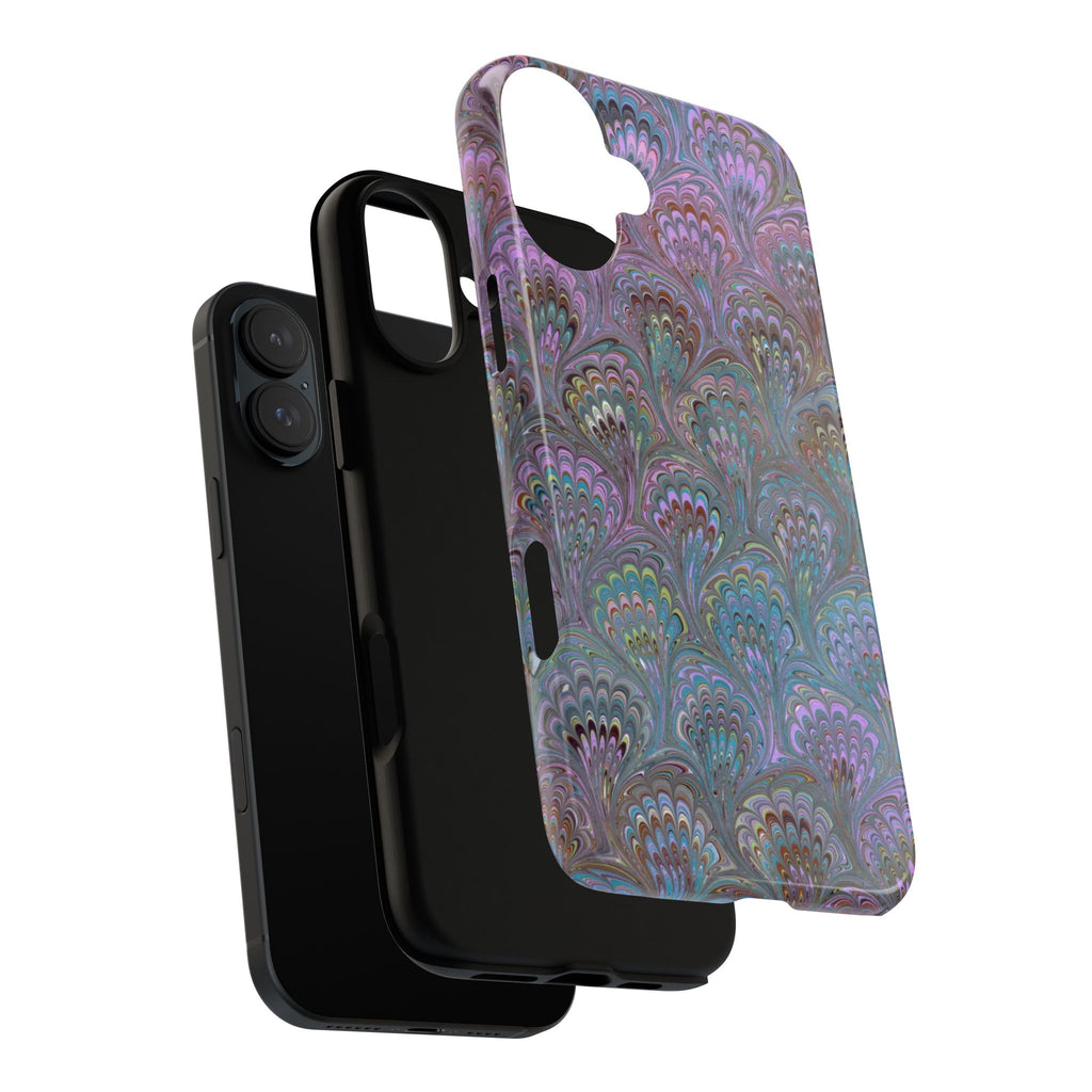 Lavender Marbled Peacock Durable Phone Case - Matte or Glossy