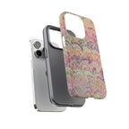 Pastel Pink + Green Feather Marbled Phone Case - Dual Layer Phone Cover