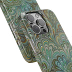 Deep Green Peacock Italian Marbled Design, Italy Feather Phone Case