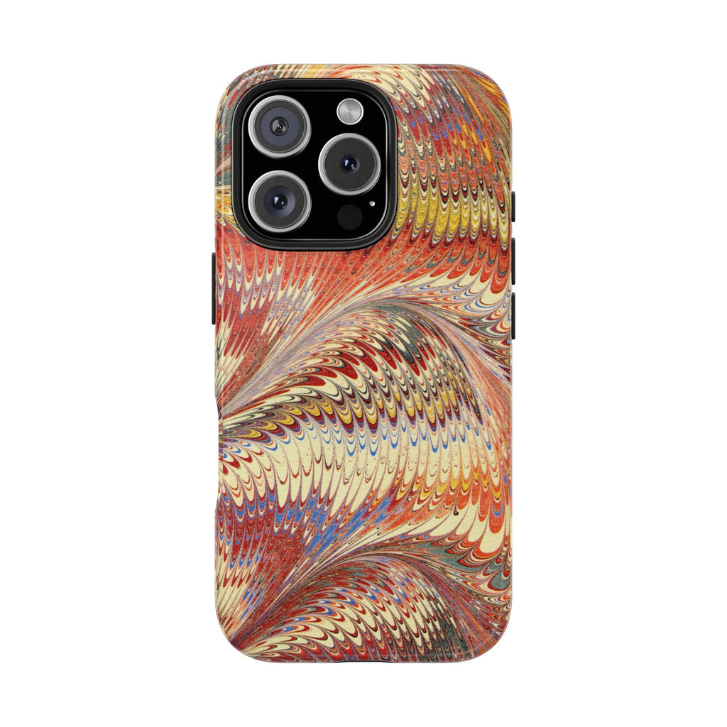 Fall Leaves Golden, Rust, + Warm Tones Italian Swirl Wave Design Dual Layer Phone Case