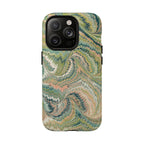 Florentine Marble iPhone Case | Inspired by Florence | Italian Marbled Paper Technique | Artisanal Green Swirl | Dual-Layer Protective Case | Matte or Glossy