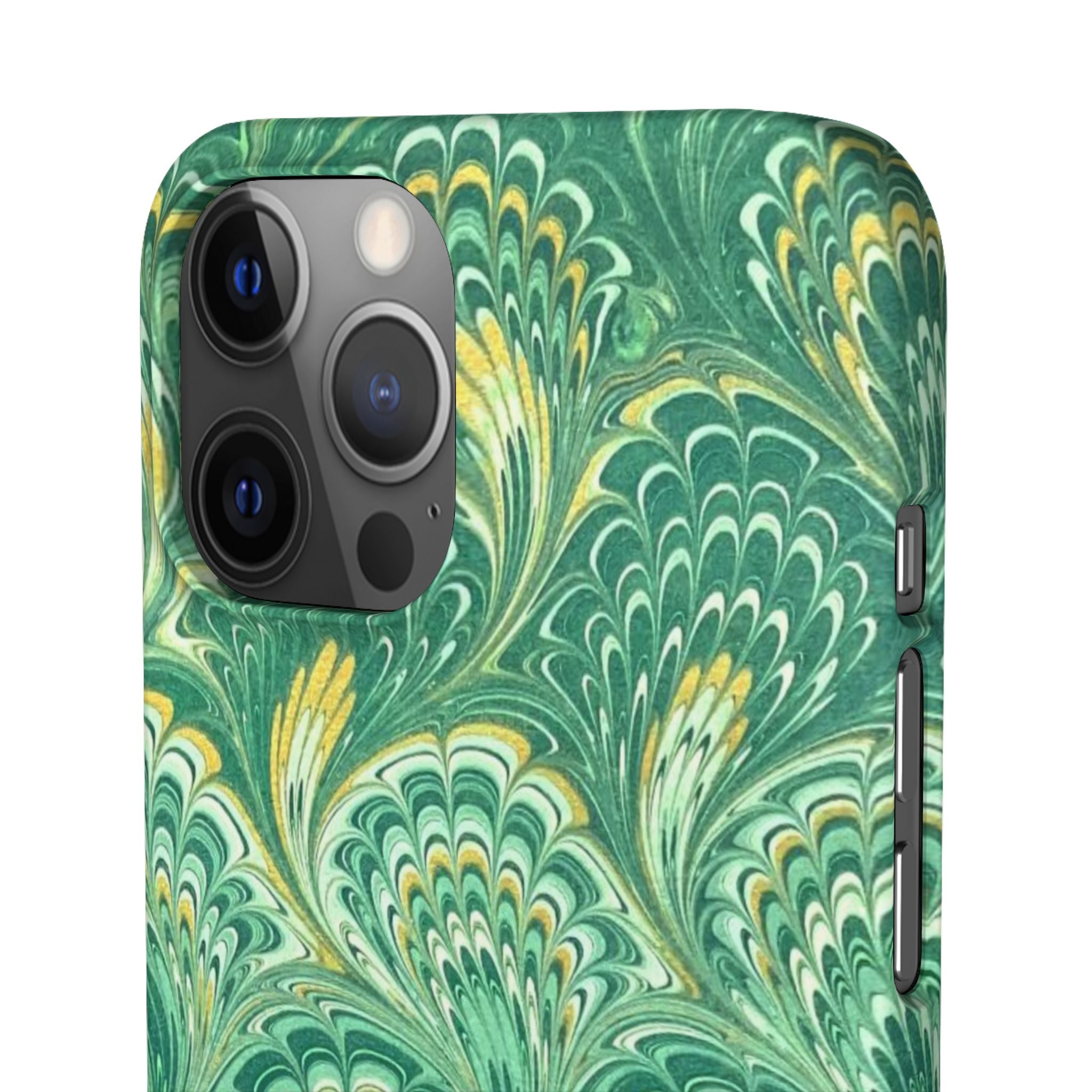 Marbled Feather Green Swirl - Single Layer Slim Phone Case