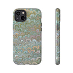 Blue and Green Feather Marbled Phone Case — Dual Layer - Tough Protective Phone Cover