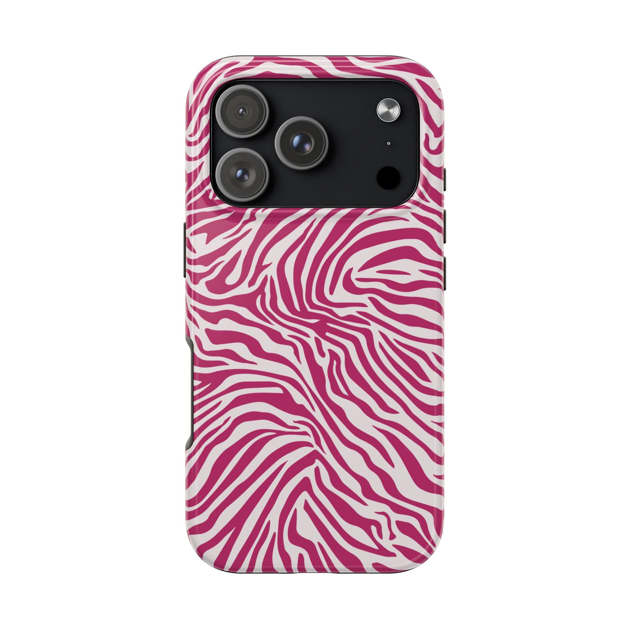 Zebra Print Berry + White - Dual Layer Phone Case