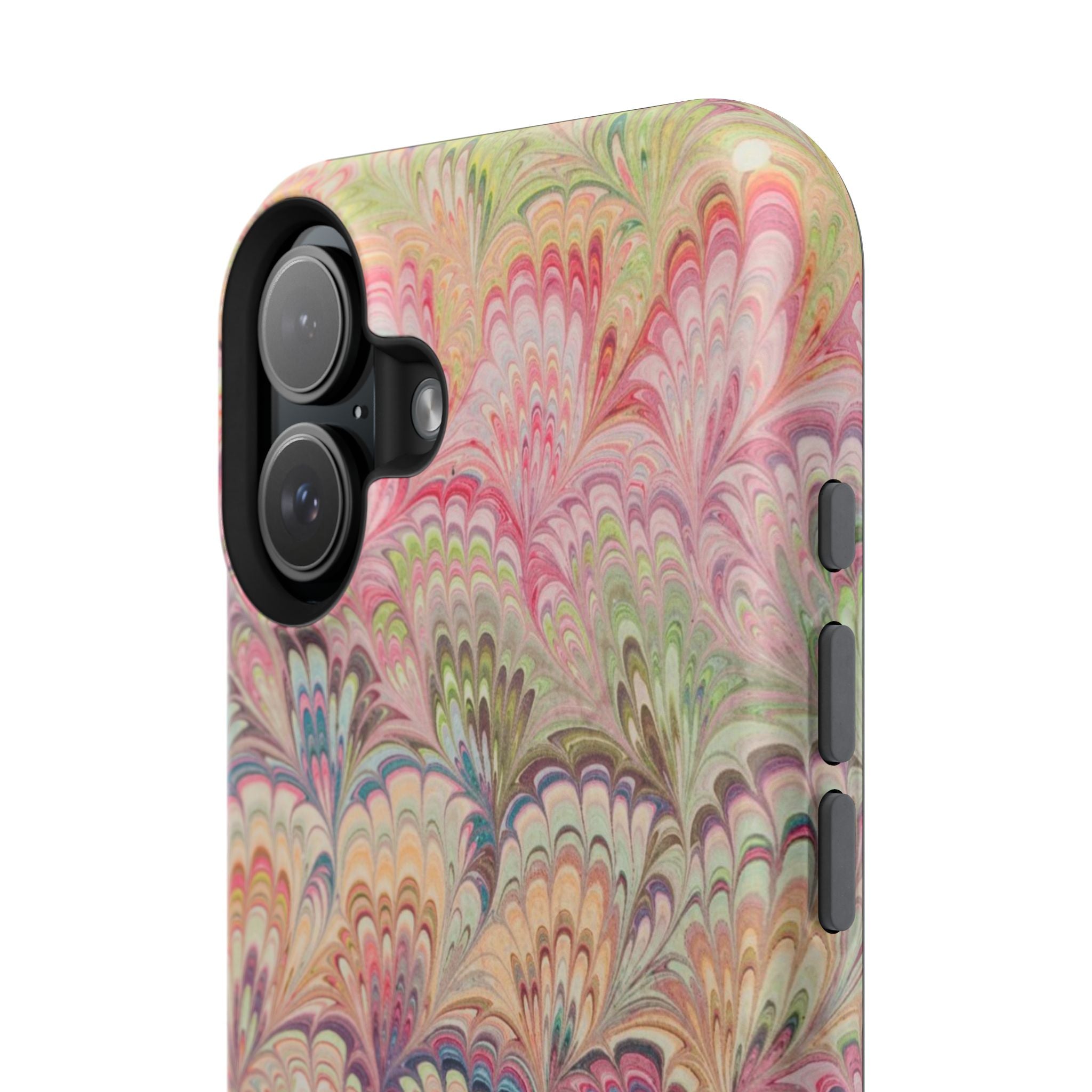 Marbled Pastel Pink and Green Impact-Resistant Phone Case for Apple + Samsung