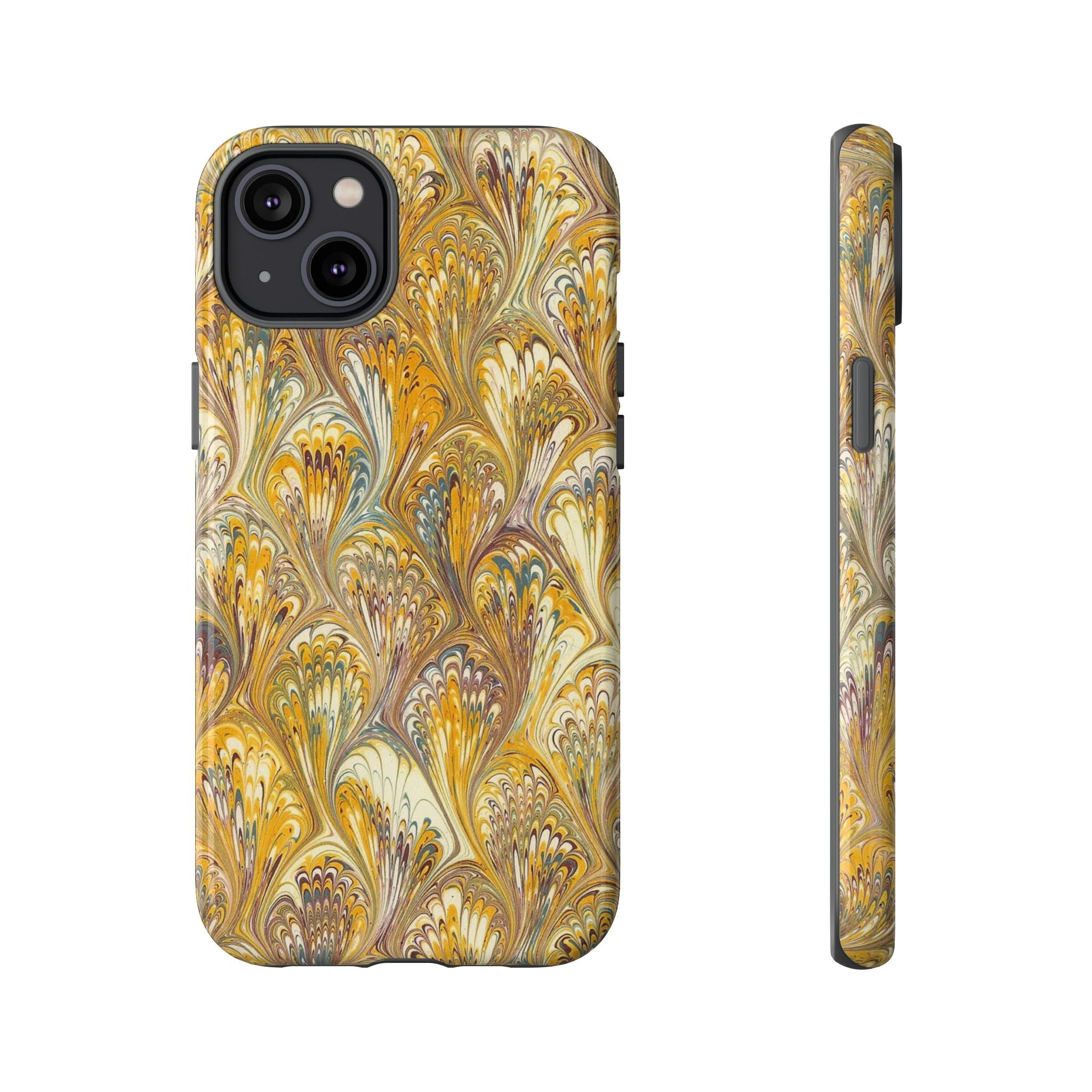 Golden Yellow Marbled Italian Phone Case - Dual Layer - Matte or Glossy