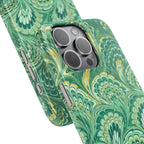 Marbled Feather Green Swirl - Single Layer Slim Phone Case