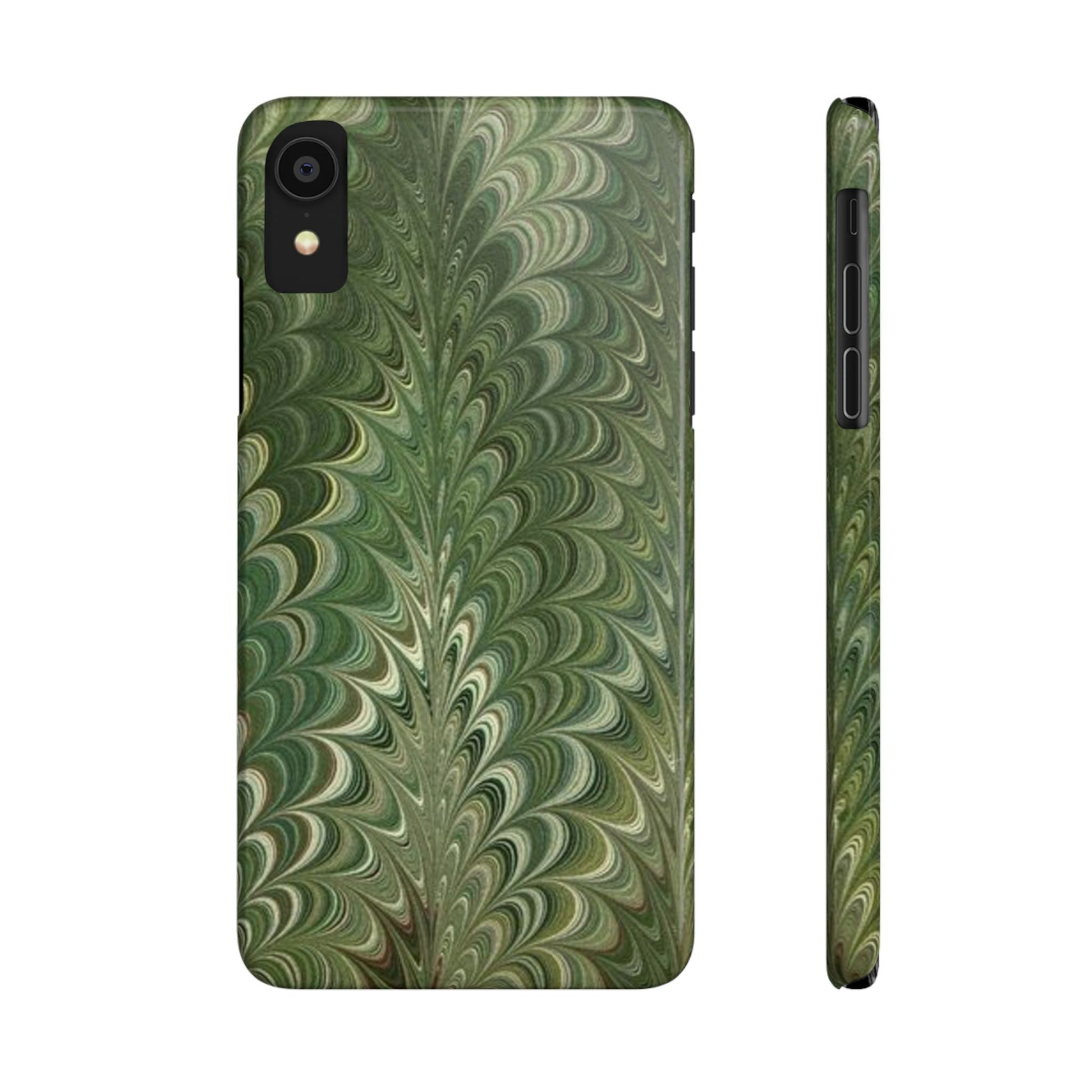 Deep Green Hues of Italian Hand-Painted, Vintage Marbled Paper from Italy Designed Phone Case, iPhone16 Case and all iPhone Cases