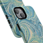 Aqua + Green Marble Phone Case - Impact-Resistant Durable - Dual Cover Design