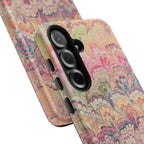 Pastel Pink + Green Feather Marbled Phone Case - Dual Layer Phone Cover