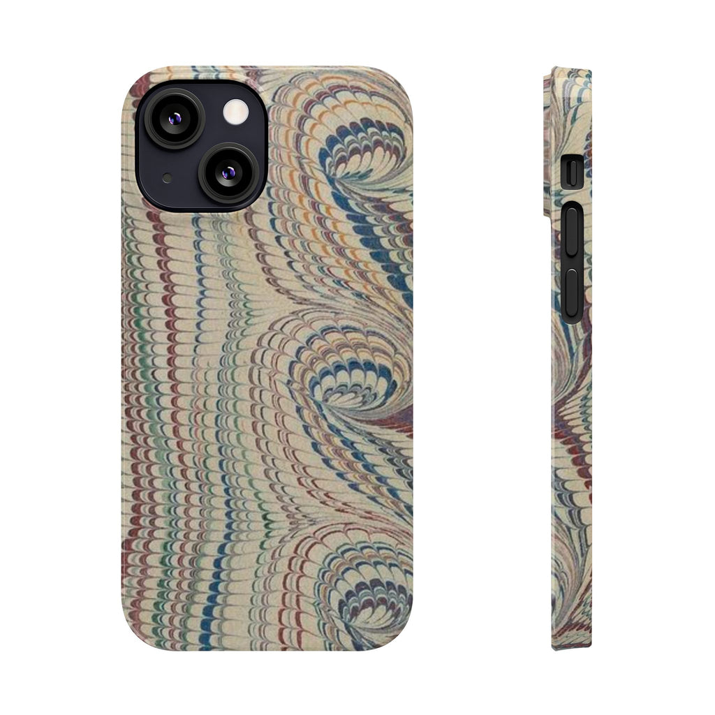 Italian Vintage Marbled Paper Design on iPhone Cases, Artistic Protection for Your Device in Elegant Beige, Blue, Burgundy