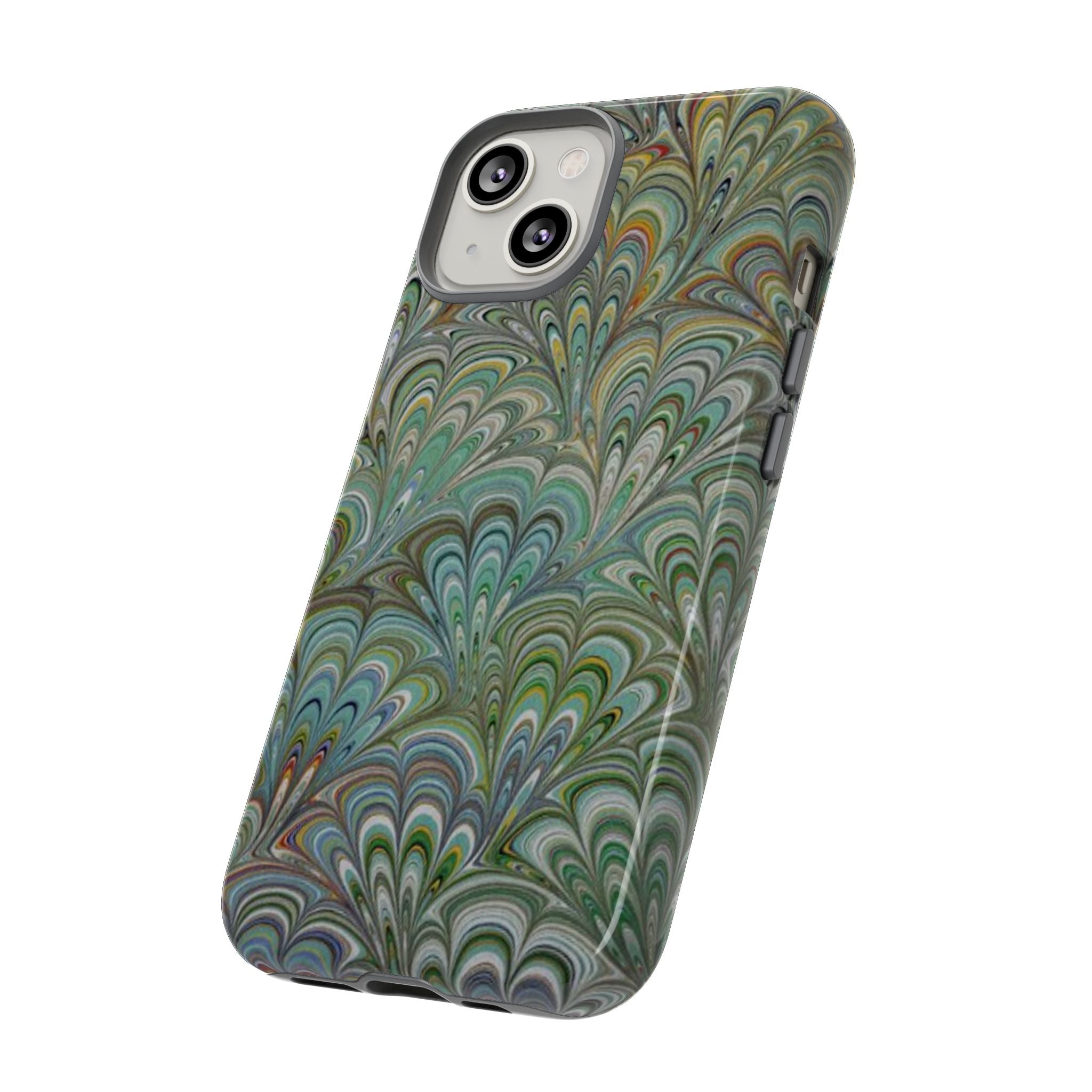 Green Peacock Marbled Phone Case — "Tough Cases" Ultra-Tough Protective Cover