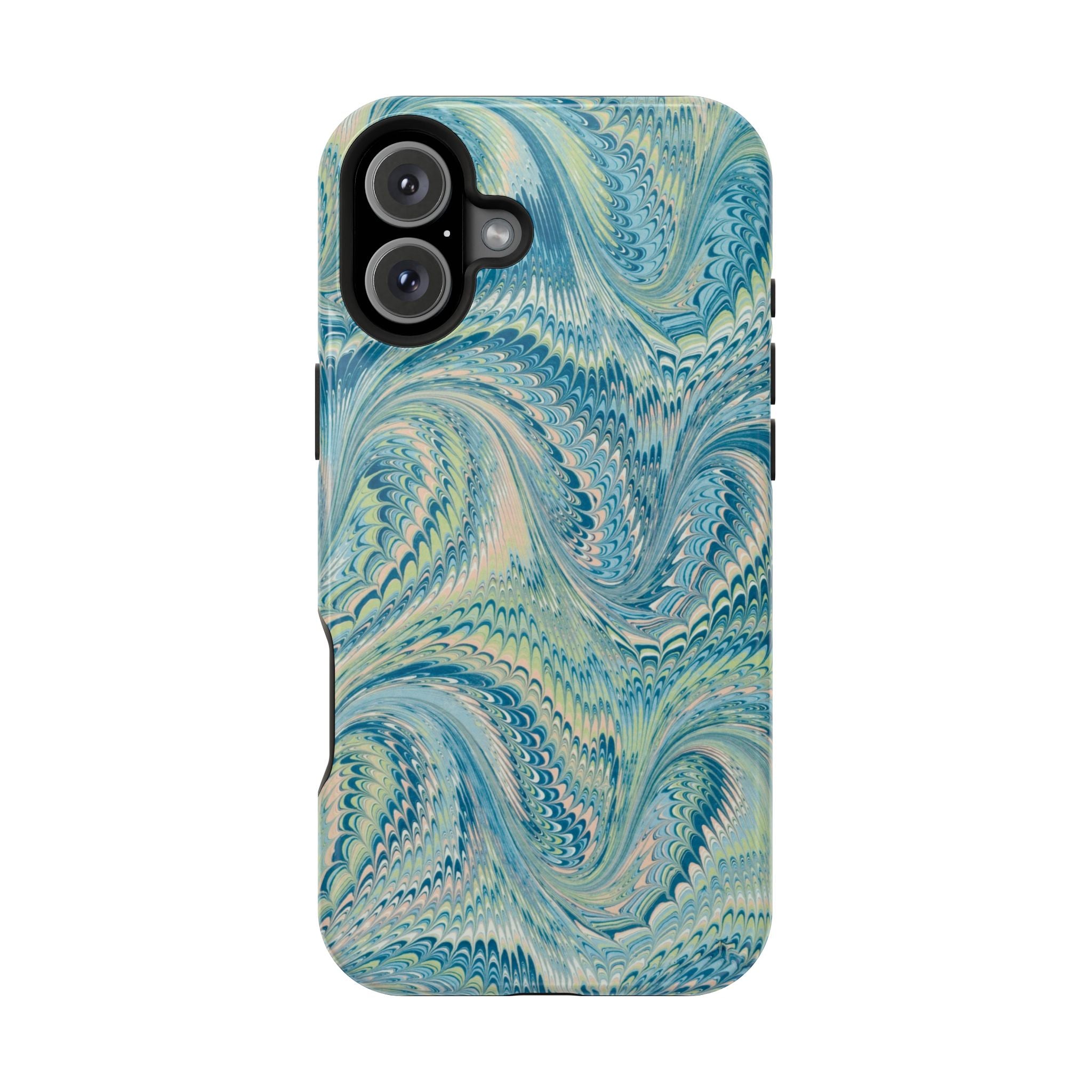 Aqua + Green Marble Phone Case - Impact-Resistant MAG SAFE - Dual Cover Design