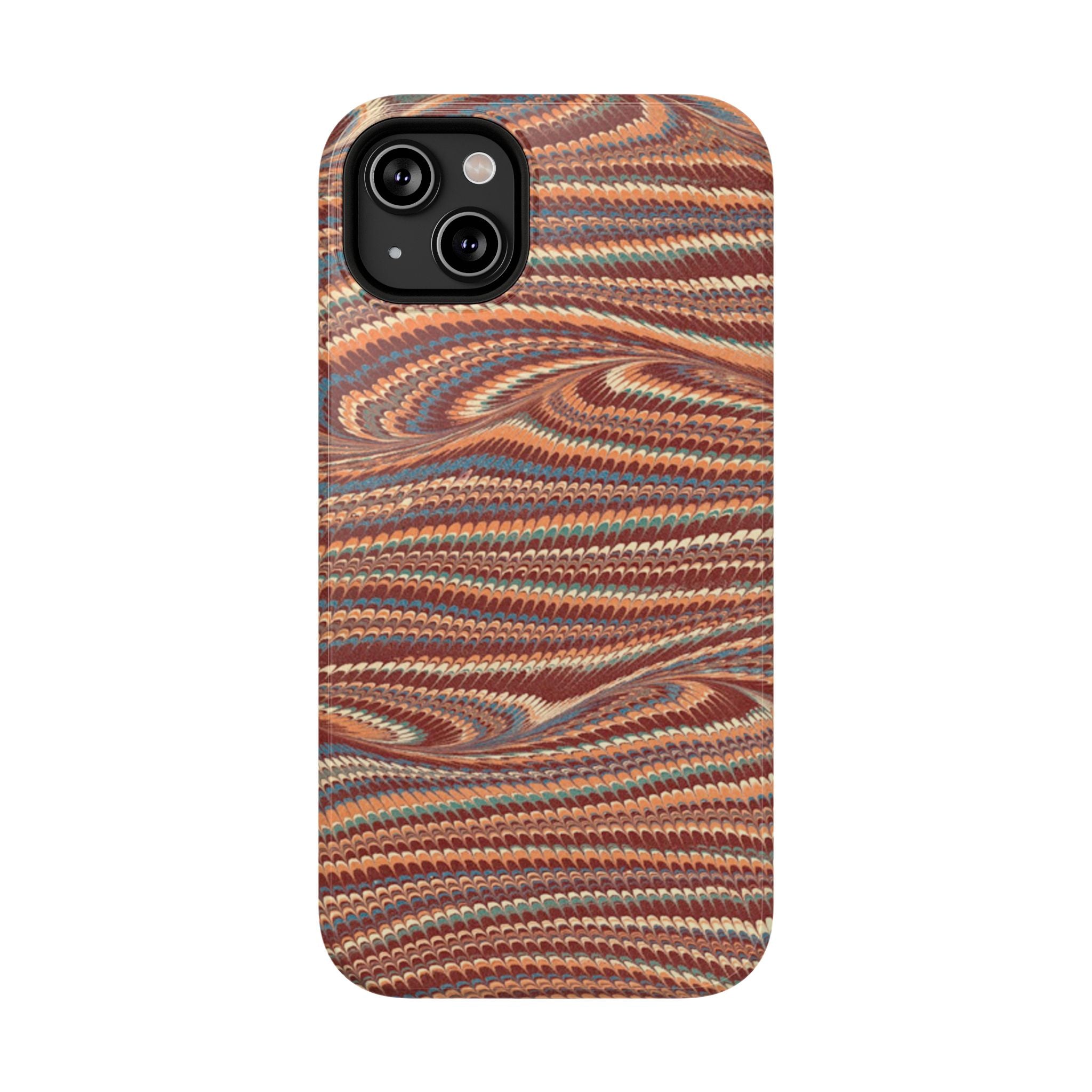 Neutrals Burgundy, Beige, Rust Hues Italian Vintage Marble Design Phone Case for Apple + Samsung