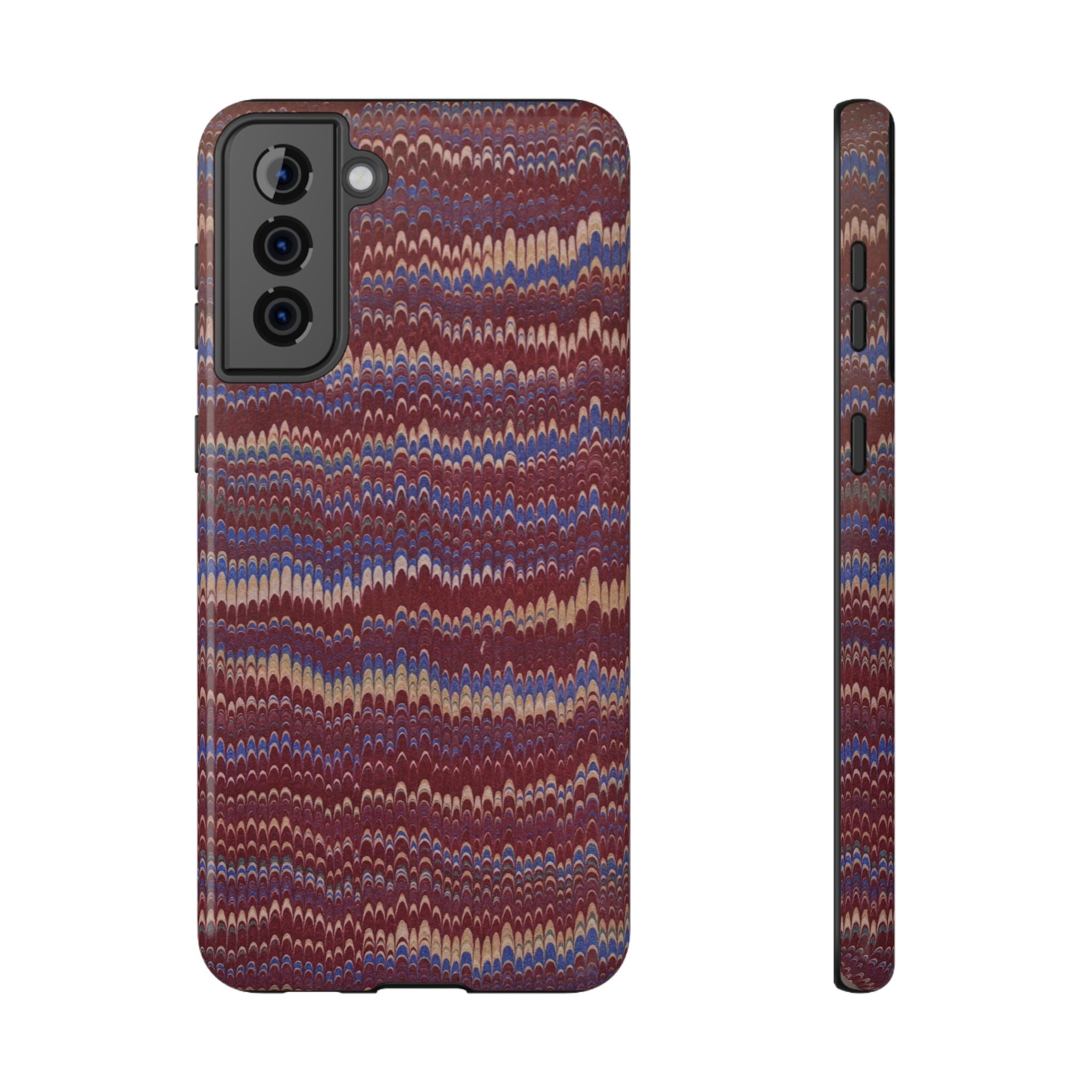 Burgundy and Blue Hues Italian Vintage Marble Design Phone Case for Apple + Samsung